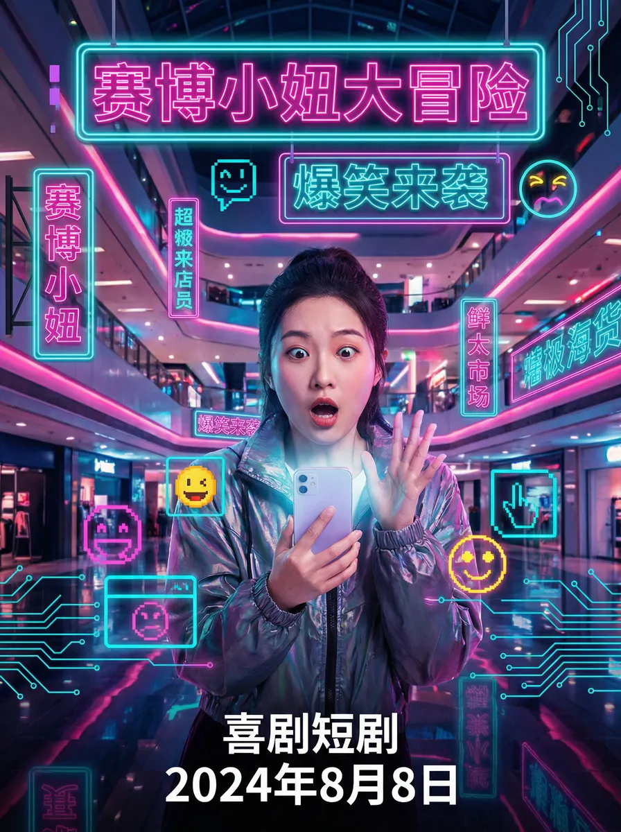 小x导航 搞笑喜剧短剧 - 赛博小妞大冒险海报